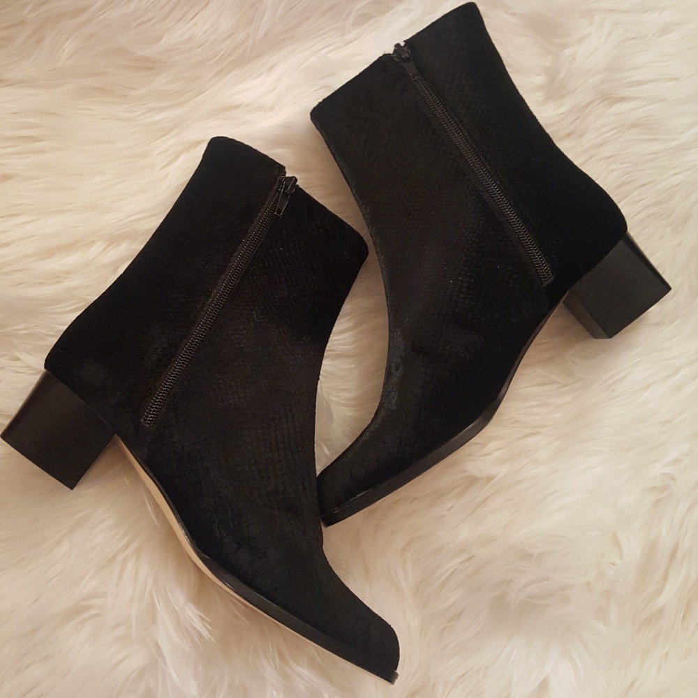 Yves Saint Laurent Black Suede Python Boots